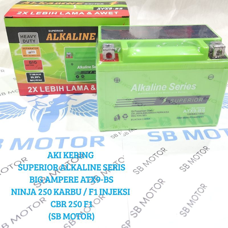 AKI KERING ALKALINE SERIS BIG AMPERE  ATX9-BS NINJA 250 KARBU NINJA 250 FI INJEKSI CBR 250 FI HIGH Q