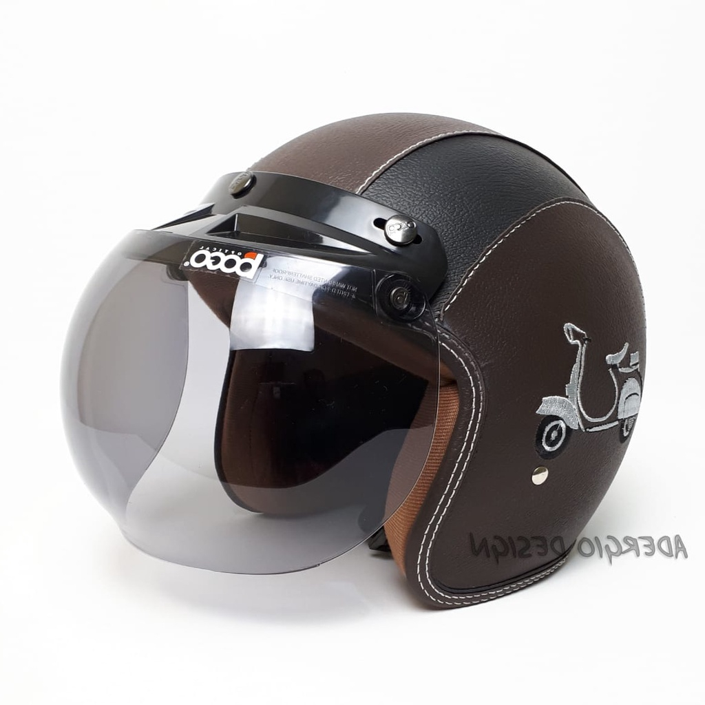 Helem Carglos Kulit Bordir Dewasa Motif Vespa Full Leher