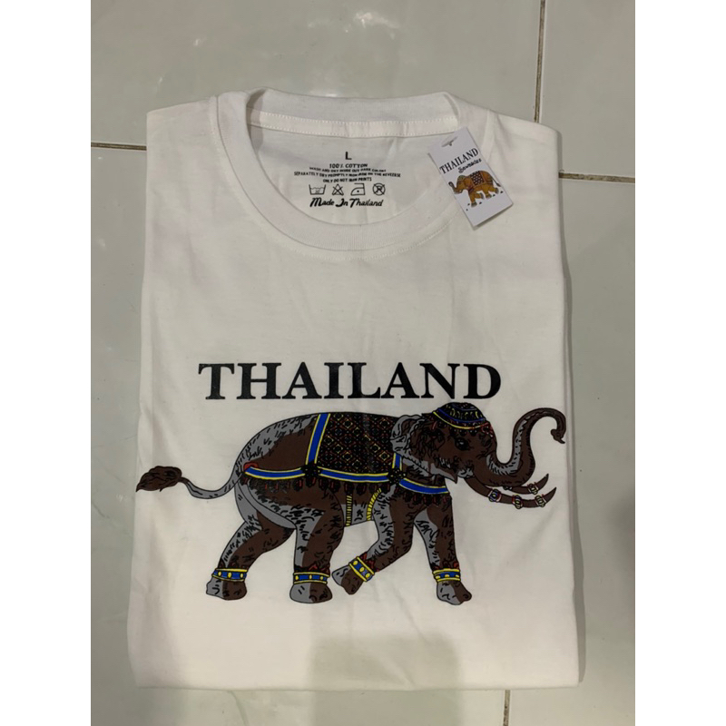 kaos oleh-oleh thailand gajah/bangkok bahan premium tag dan made thailand