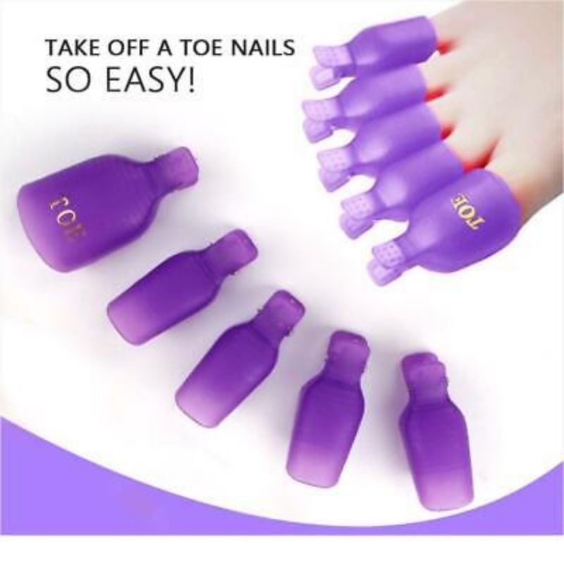 [ BKM ] 5Pcs Foot Toe Soak Off Cap Klip Set Klip Plastik Warna-warni UV Gel Polish Remover
