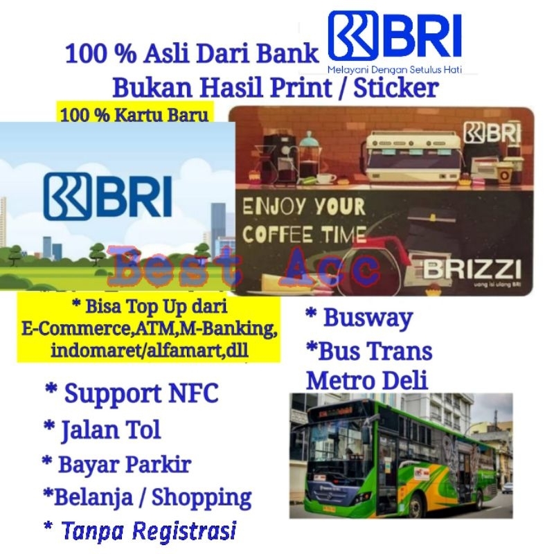 Kartu E-Toll Emoney Brizzi Coffee Time E-Money Card BRI Original Support NFC