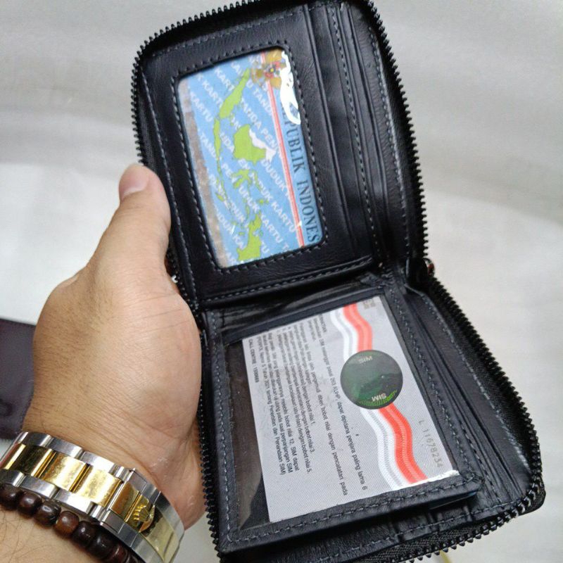 Dompet Kulit Resleting L-1050 Pria Wanita Hitam &amp; Coklat