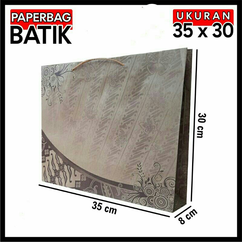 

isi [ 12 biji ] Paper bag tas kertas 35x8x30 cm bungkus tempat kado hajatan pernikahan ualang tahun hadiah pesta snack souvernir jumbo motif batik bonus murah