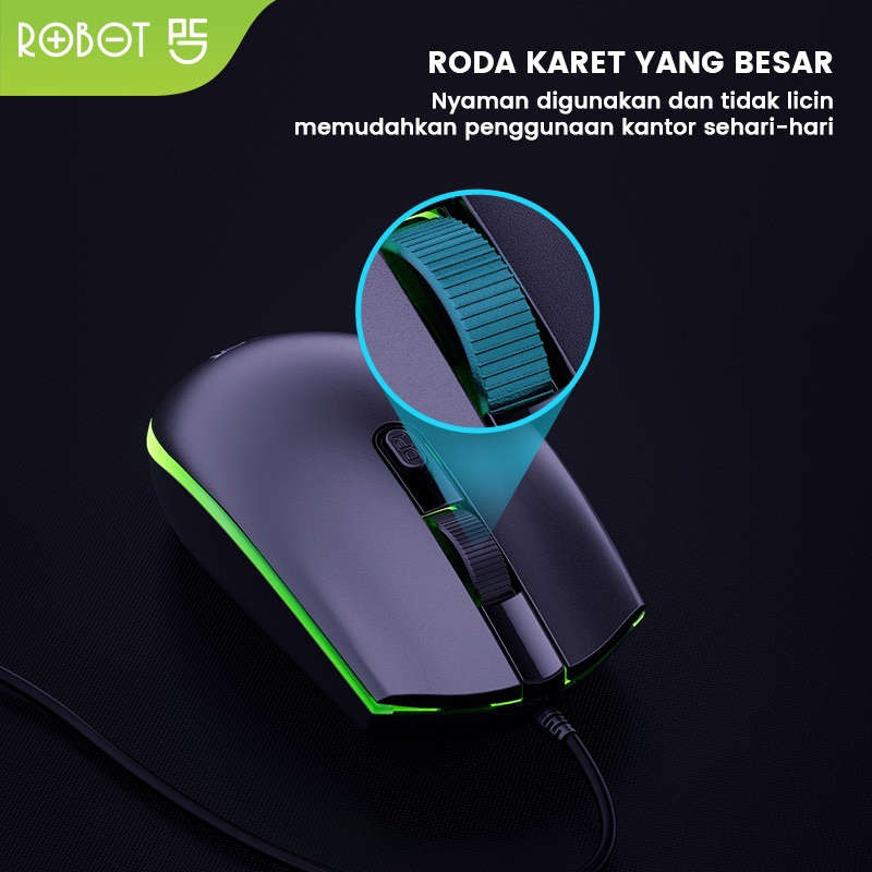 ROBOT M-130 Colorful LED Mouse Wired High Sensitivity 3 Kecepatan 1600 DPI Mouse Untuk PC dan Laptop