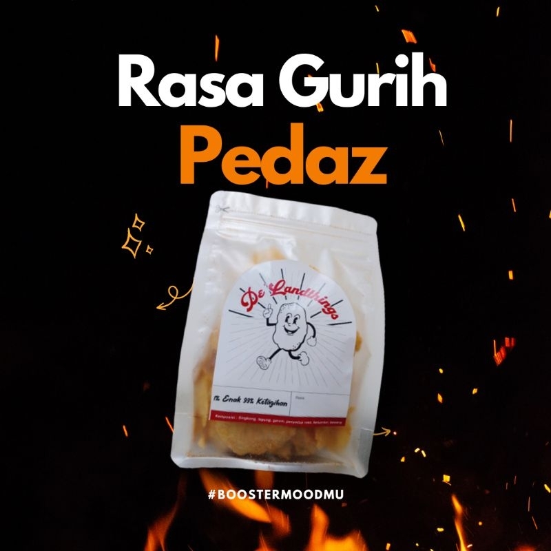 

Cemilan Snack keripik singkong rasa gurih pedas - De landthing
