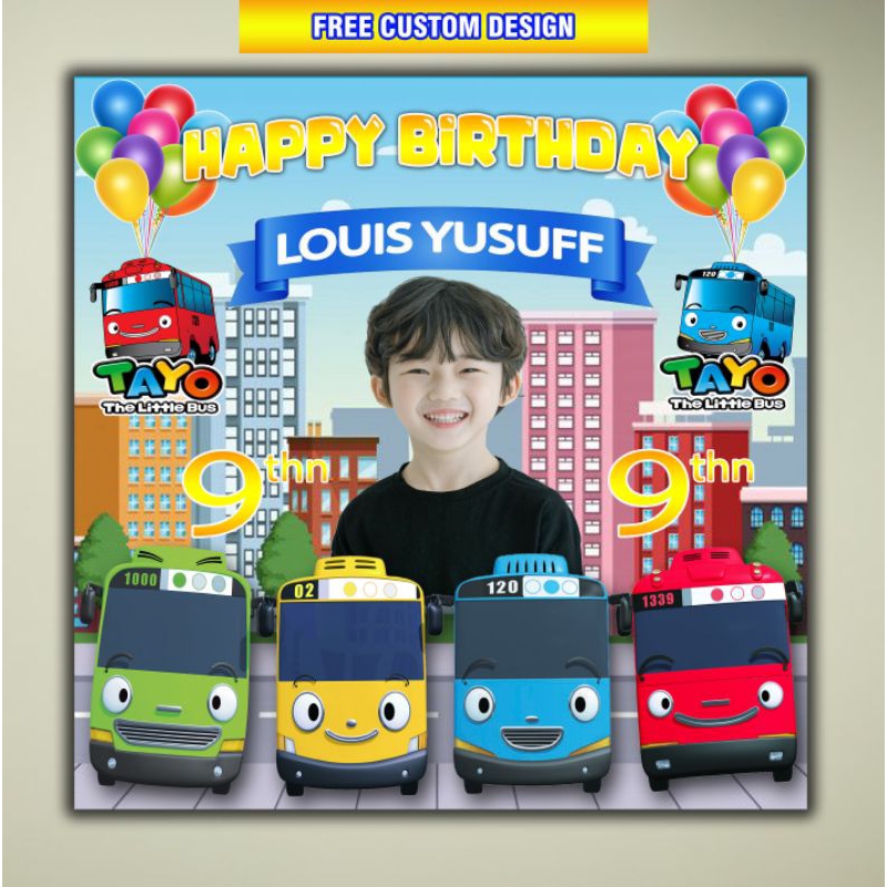 Cetak Spanduk Custom / Backdrop Banner Ulang Tahun Anak / Tema Tayo / Free Design / Gratis Request C