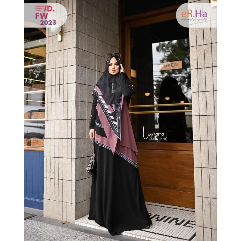 [ER.HA] GAMIS SYARI TERBARU / DRESS SET PRINTING " LUNARA SET " by Erha syari