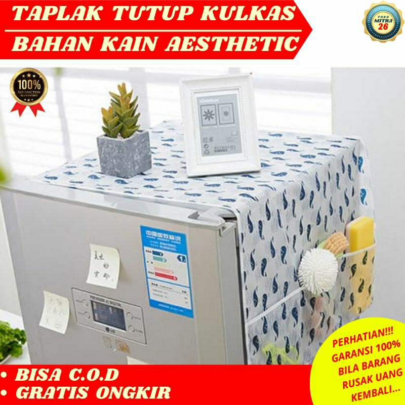 Taplak Kulkas / Alas Kulkas / Cover Sarung Penutup Kulkas Mesin Cuci Waterproof Motif Karakter Aesth