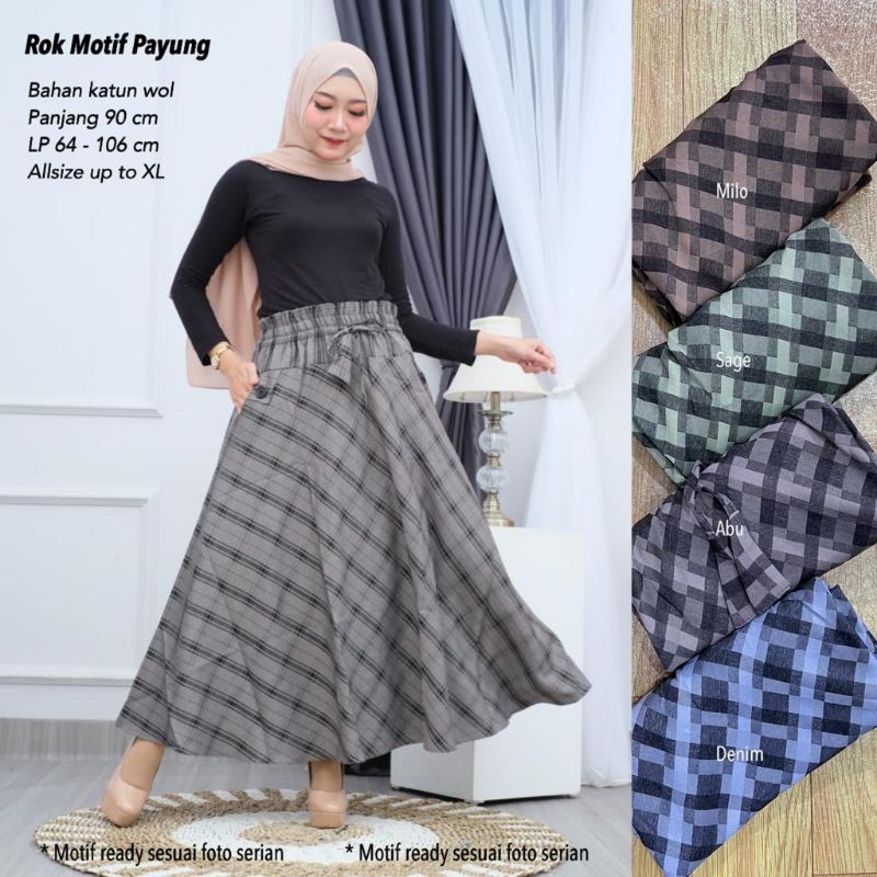 Rok Klok Lebar Mayung Katun Woll //JF603