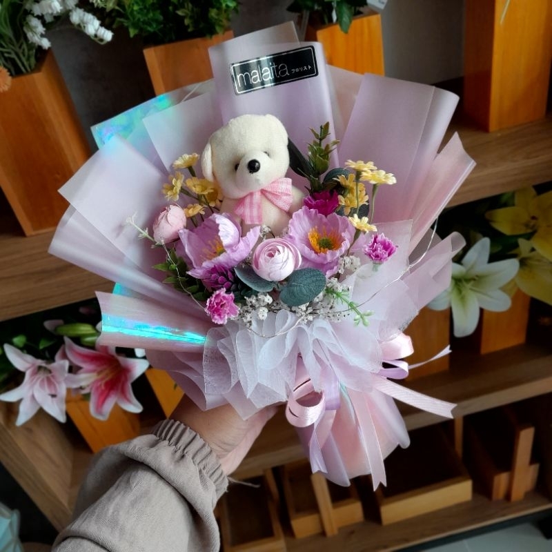 BUKET BONEKA MINI | BUKET BONEKA SIZE S | BUKET BONEKA HADIAH | BUKET BONEKA GRADUATION | BUKET BONE