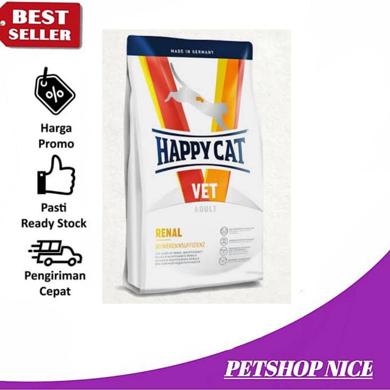 Happy Cat Vet Renal Dry Food Makanan Kucing Freshapck 1kg