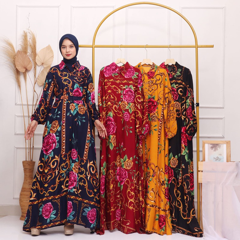 GAMIS MAXY SULTAN LEBARAN MEWAH FREE BELT RAYON ADEM GROSIR MOTIF BATIK MEWAH ACARA IDUL FITRI