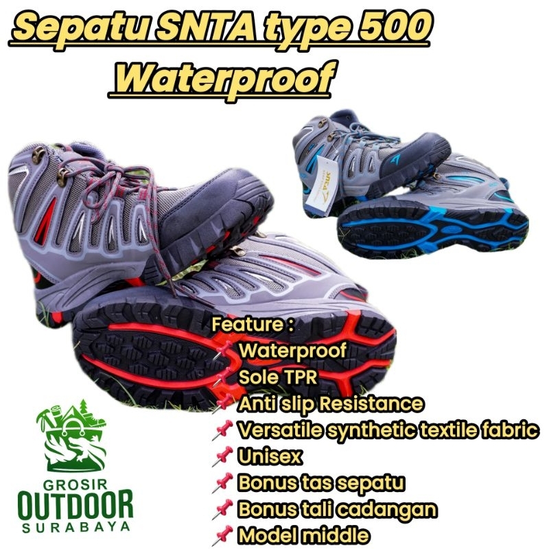 Sepatu SNTA Middle type 500 Waterproof variant warna Bonus Kaos Kaki Sport dan Tali Cadangan Sepasan
