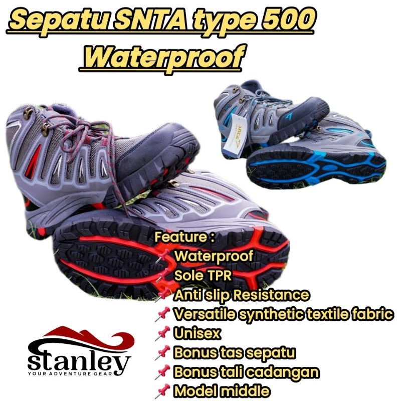 Sepatu SNTA type 500 Middle Waterproof variant warna Bonus Kaos Kaki Sport dan Tali Cadangan Sepasan