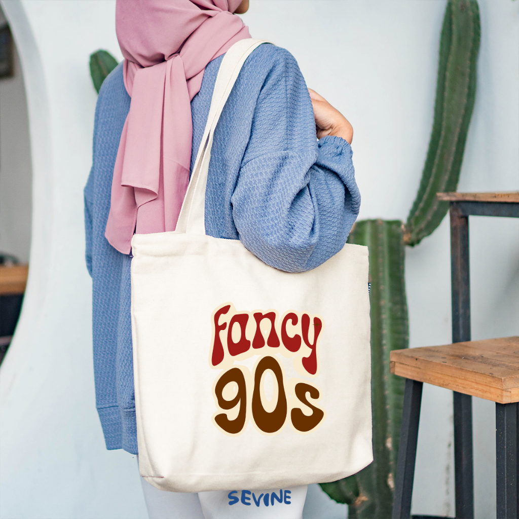 Sevine Tote Bag Kanvas Emily Resleting Kantong Tas Wanita Sekolah Kuliah Fashion Totebag Vintage Kerja Aesthetic - JE