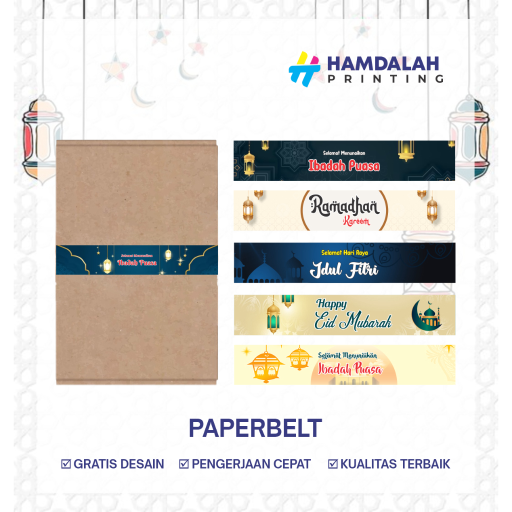 

Paper Belt Ramadhan / Paper Sleeve Idul Fitri / Label Segel Box Islamic / Packaging Sleeve / Paperbelt Ramadhan