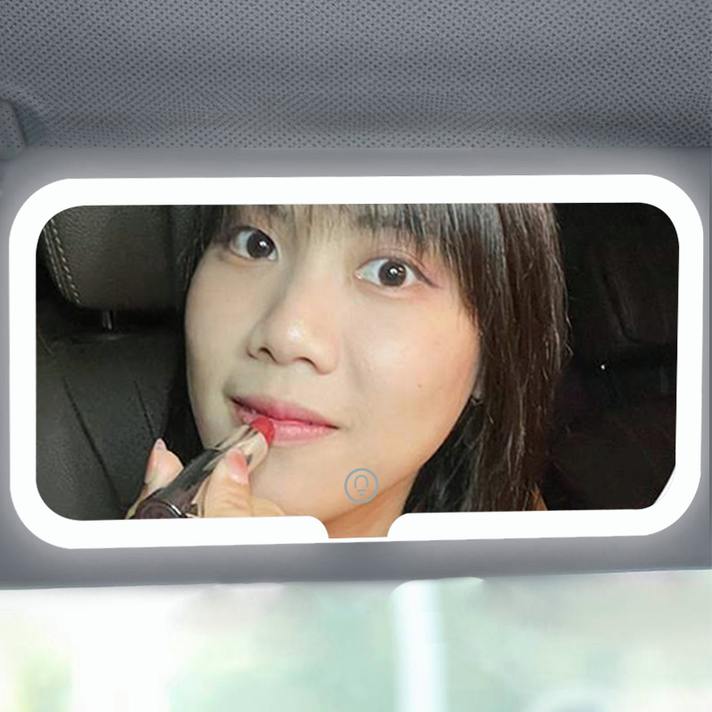 DADAWARD LED Car Makeup Portable Mirror Sun Visor Mirror Cermin Makeup Dengan Lampu Led Layar Sentuh Dapat Disesuaikan Untuk Sun Visor Mobil