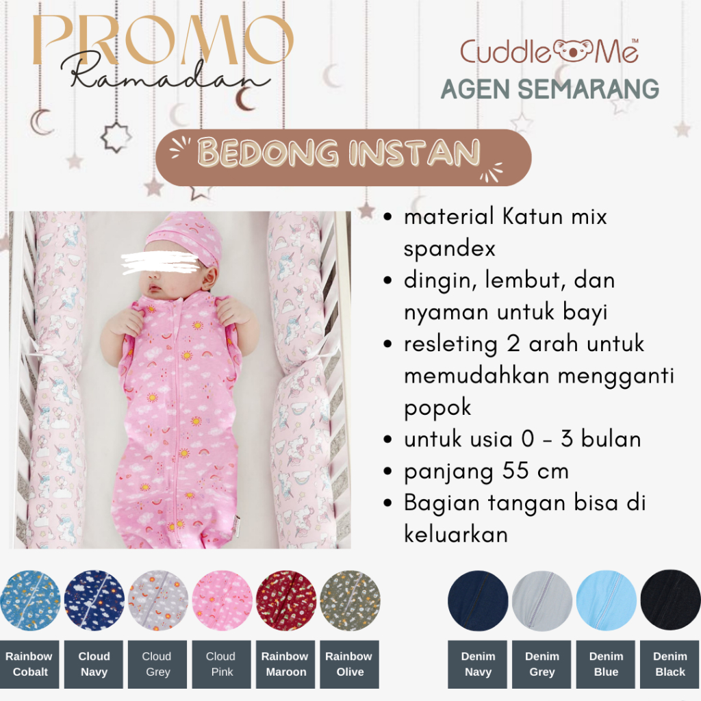 Bedong Instan Bayi Newborn CuddleMe Hybrid SwaddlePod Ergonomis Praktis Nyaman SNI