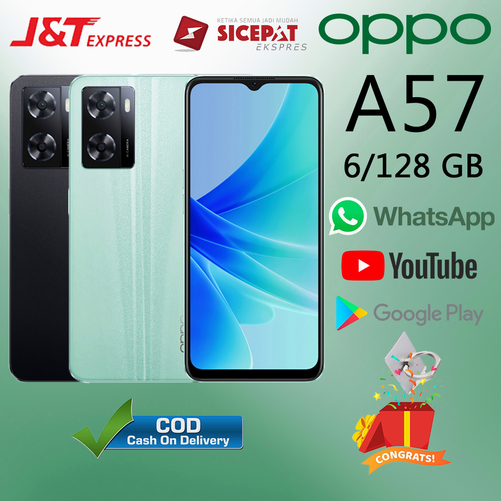 HP OPPO A57 Ram 6/128GB Smartphone 4G GSM 6.56 inches Dual SIM 8MP+13MP Handphone COD