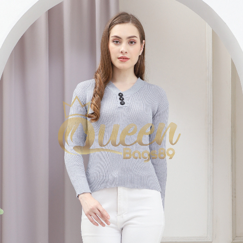 Queenbags89 baju outfit cewek baju atasan wanita baju Rajut Button body