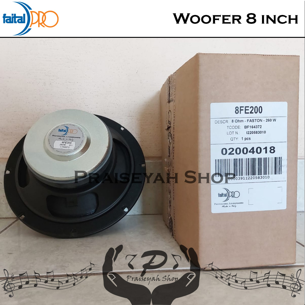 Faital Woofer Speaker Komponen 8 inch 8FE200 8 ohm