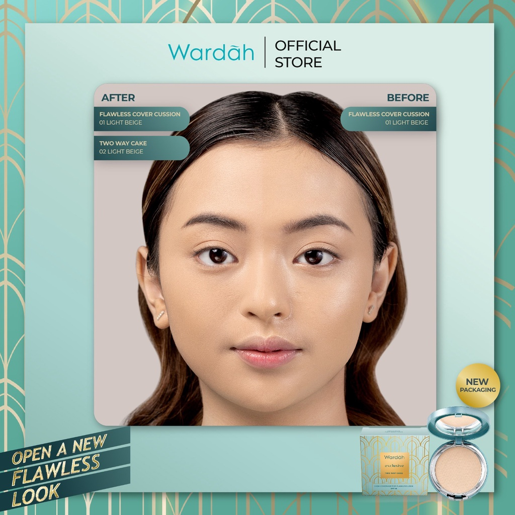 Wardah Exclusive Two Way Cake Refill - Bedak Dengan Tingkat Coverage Tinggi Yang Halus dan Tahan Lama - Dilengkapi SPF 15 PA