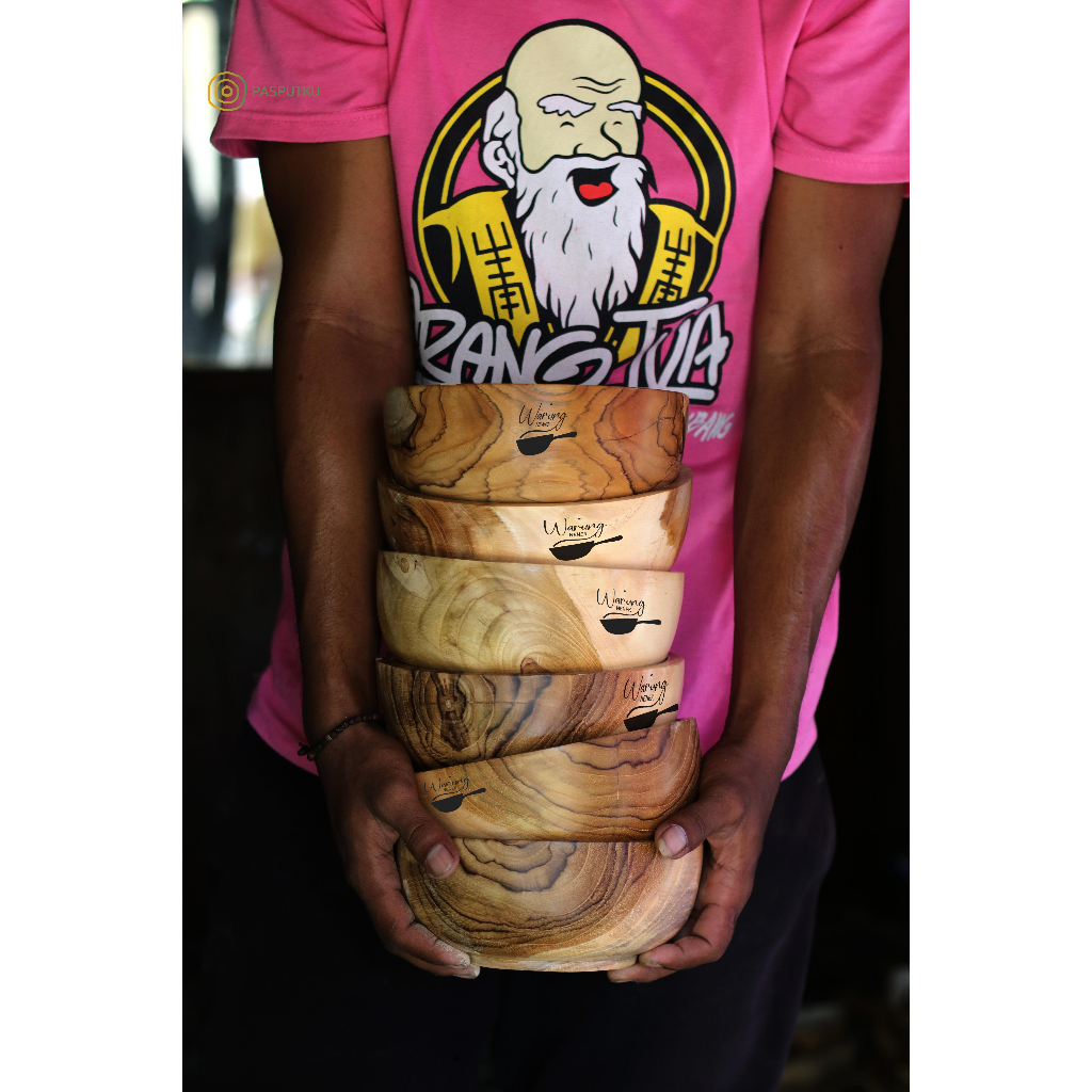Mangkok Kayu Jati - Mangkok makan Kayu - Mangkok Sop Kayu - Mangkok Kayu ukuran 12cm