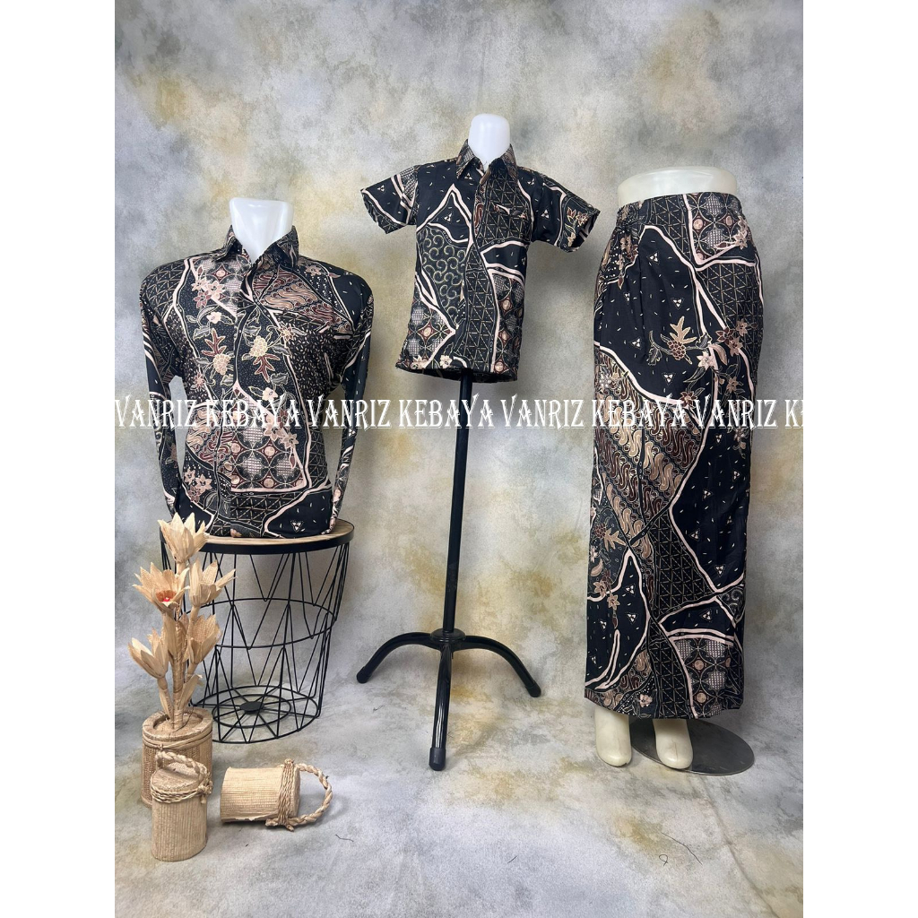 Vanriz Kebaya-Kemeja Batik Lengan Panjang Couple Anak Dan Rok Span