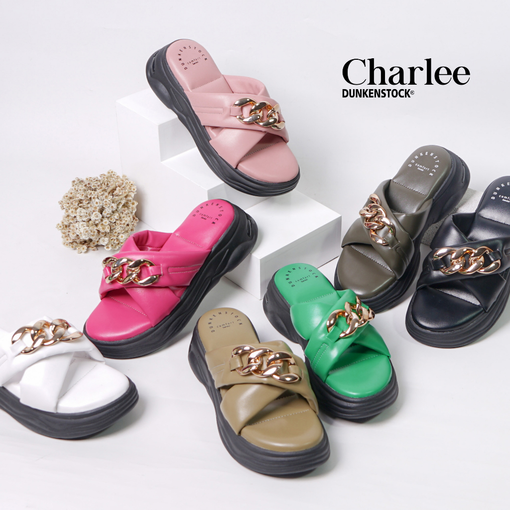 Adarastore - Dunkenstock CHARLEE Sandal Casual Wanita Terbaru Sendal Platform Cewek Model Silang