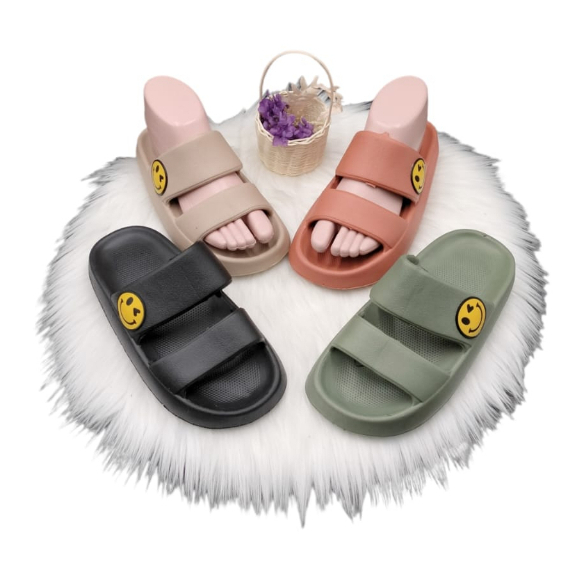 Sandal Slop Dewasa Motif SMILE Sandal Selop Kekinian Empuk Nyaman Sandal Rumah Terbaru