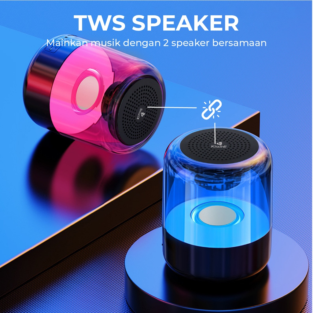 Speaker Bluetooth LP-5S Kisonli RGB Light Mini 5.0 Subwoofer 5W Super Bass - XOBOX