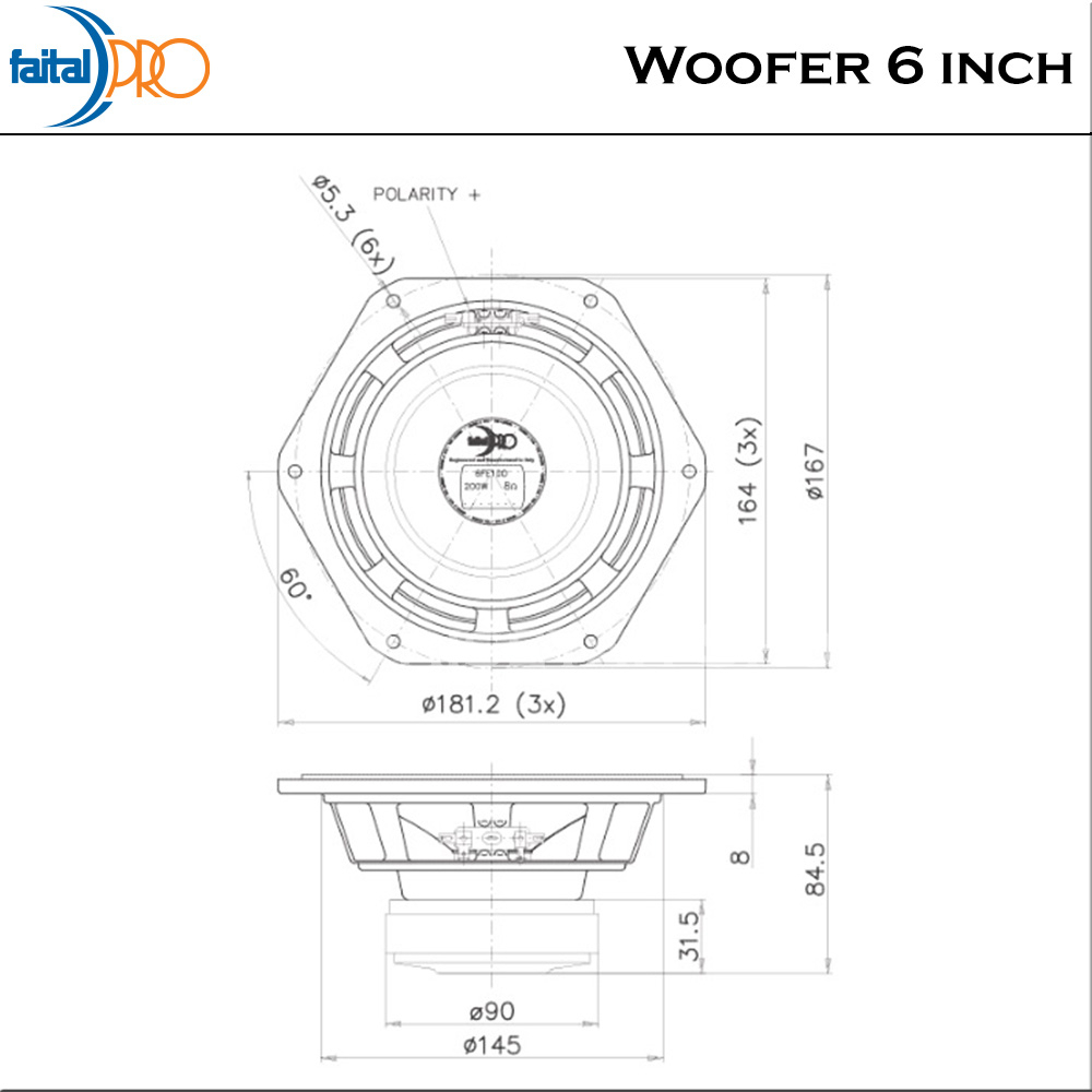 Faital Woofer Speaker Komponen 6 inch 6FE100 8 ohm