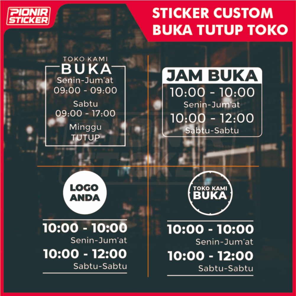 Stiker Kaca Dinding Wall Cutting Sticker Jadwal Buka Tutup Toko  Open Hours Hour Sign Cafe