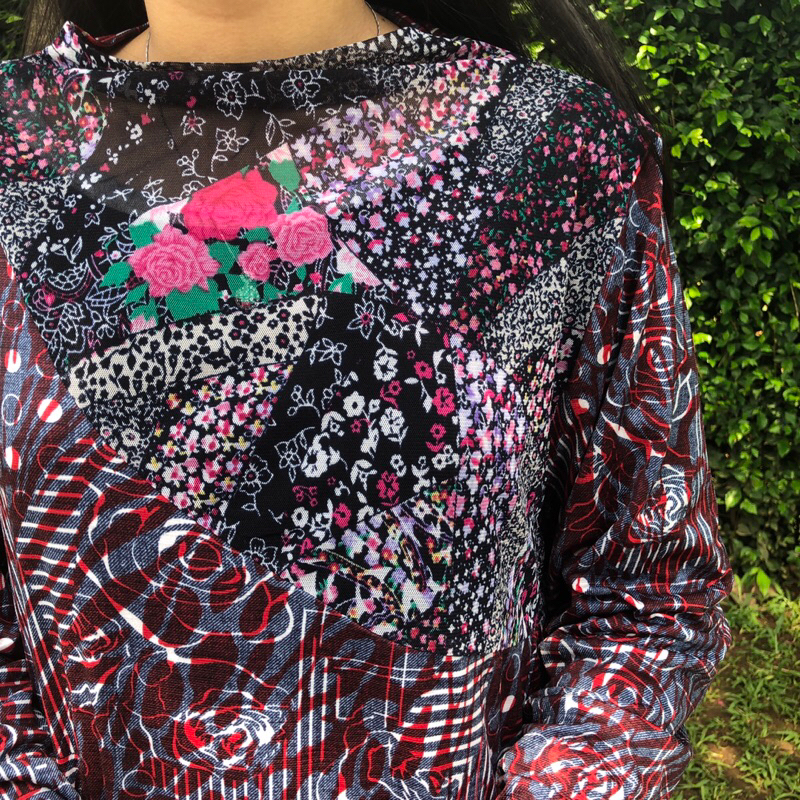 Mawar Loreng Merah - Blouse Motif - Atasan Wanita