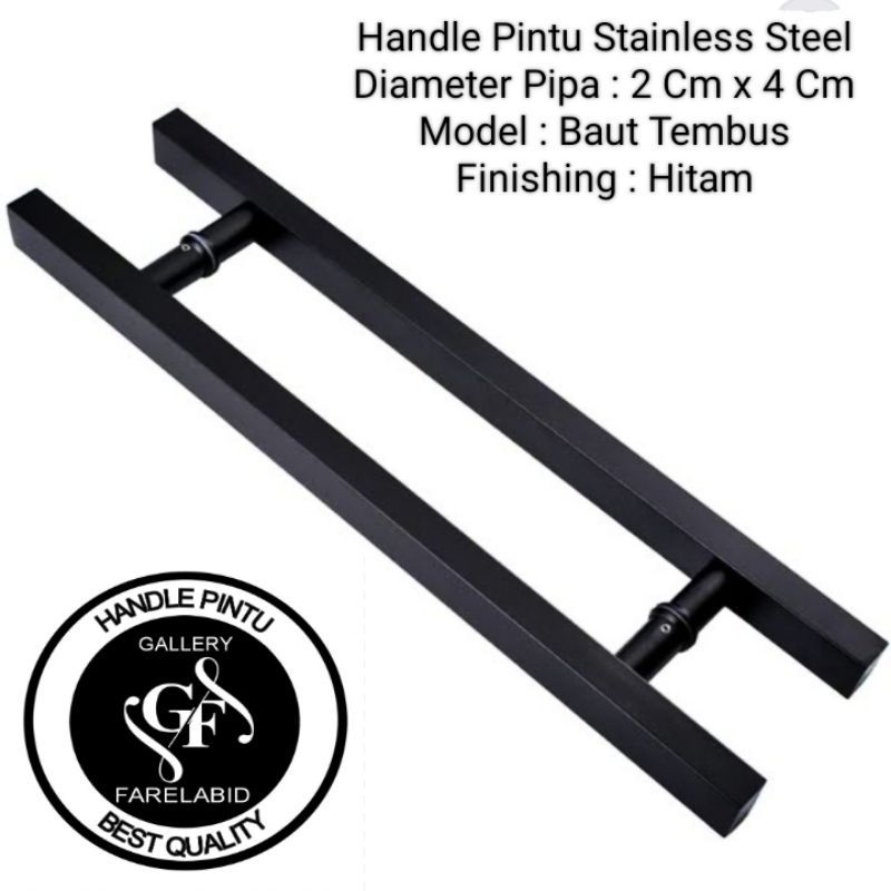 Handle Pintu Kaca Tempered 80 Cm Gagang Pintu Alumunium Stainless Steel 60 Cm Pegangan Pintu Baut Tembus 45 Cm Tarikan Pintu Rumah Minimalis