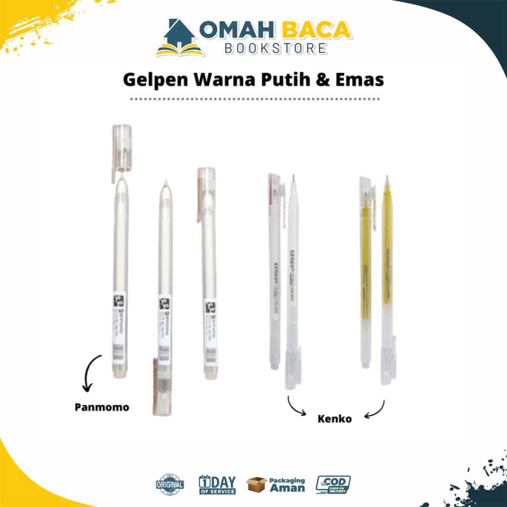 

Gelpen Warna Putih & Emas / Gelpen Putih / Panmomo White Ink Pen - ATK
