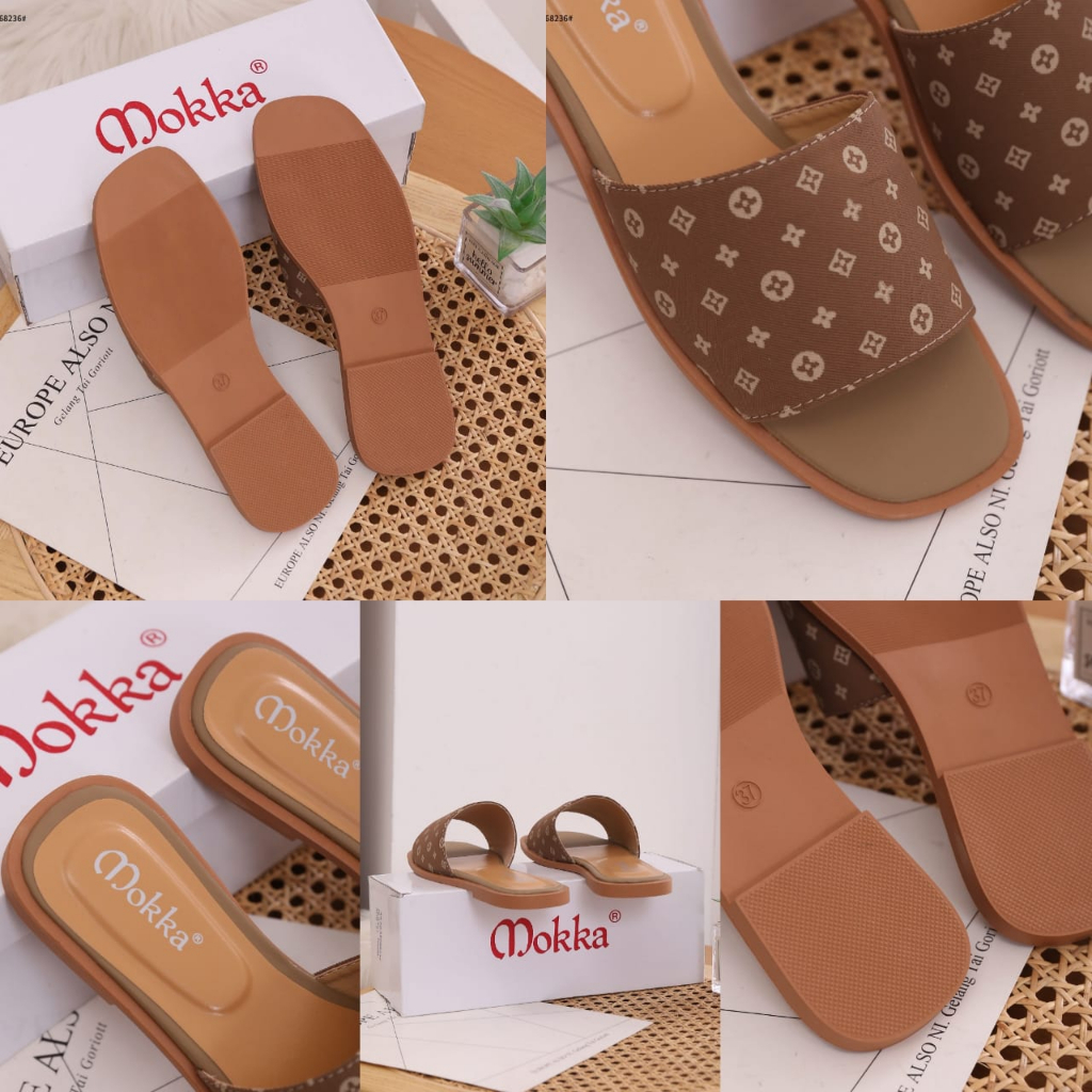 Mokka Casual Flower With Canvas Flat Women Sandal MK68236