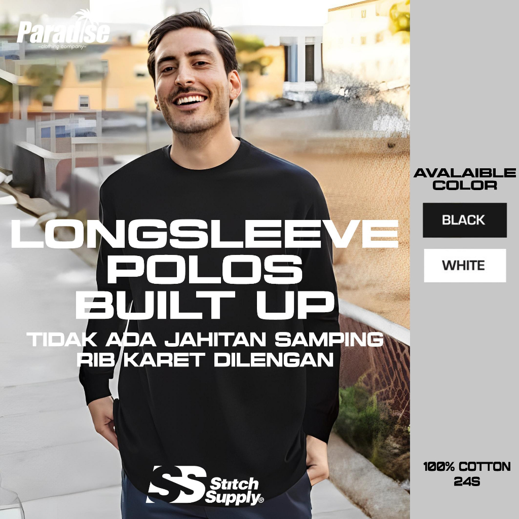 PARADISE Longsleeve Polos Stitch Supply (Cotton Combed 24s) - Bisa Dicustom