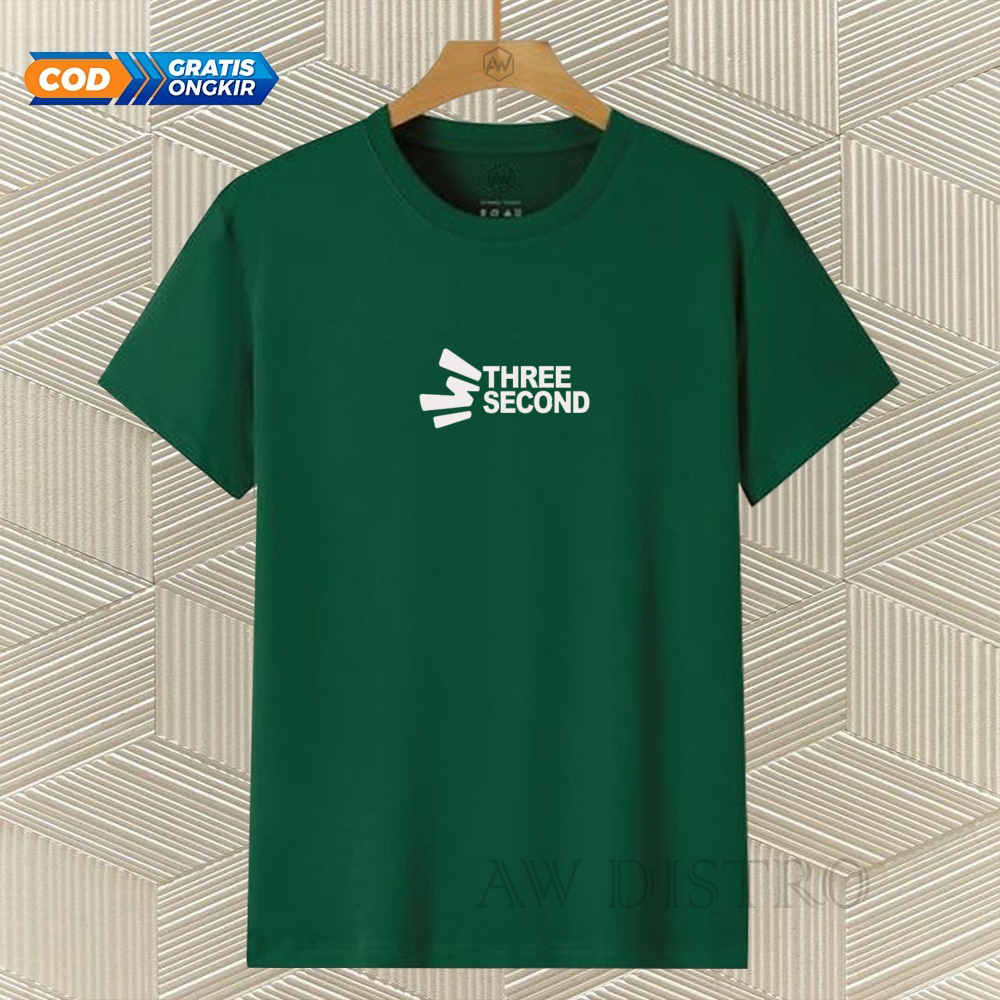 COD Baju Kaos Distro Thresec Text Putih Premium Quality Lengan Pendek