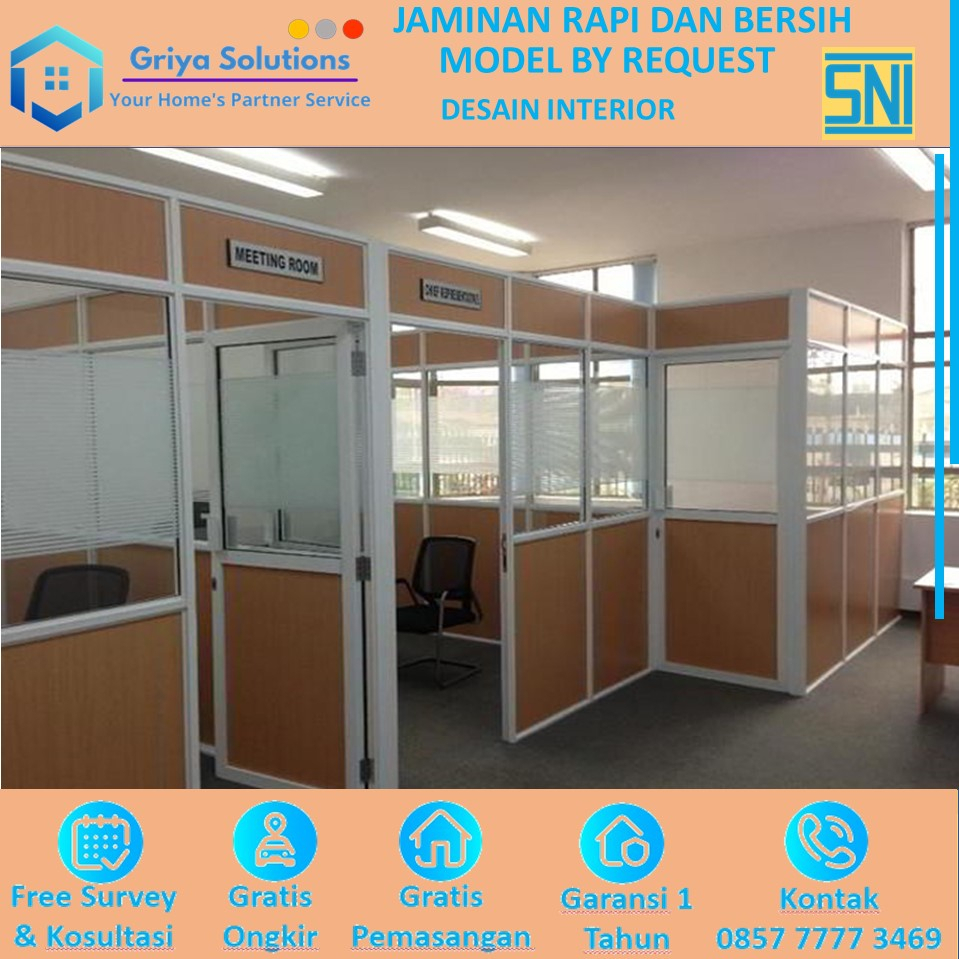 Partisi Gypsum GRC Sekat Dinding 2 sisi Modern Minimalis volume 51 - 100m2