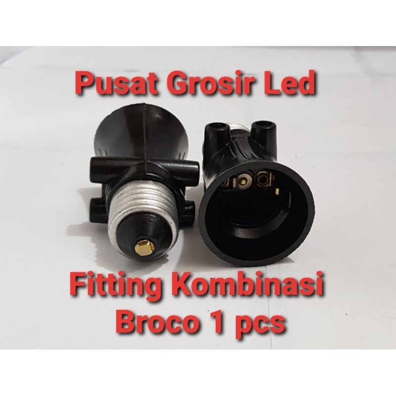 PAKET HEMAT 24 PCS (1 BOX ) FITTING KOMBINASI BROCO HITAM E27 SNI