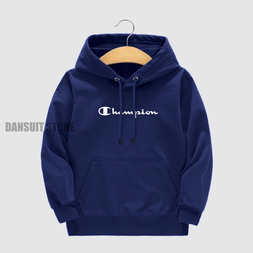 Hoodie Anak Laki-laki/Perempuan Usia 4-13 Tahun Sweater Hoodie Anak Motif Logo CHAMPION Bahan Tebal Premium