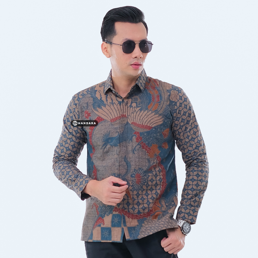 Baju Kemeja Batik Pria Lengan Panjang Slim Fit Premium Modern Full Furing Katun Halus Original Handara Motif Kailash Yasa HB-178