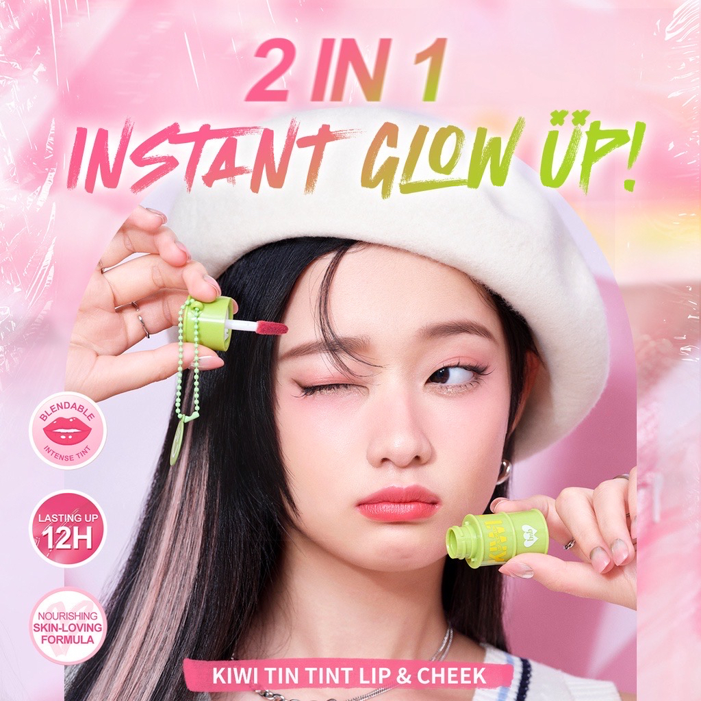 BARENBLISS Kiwi Tin Tint Lip &amp; Cheek Korea / 2.5g / Lasting Tin Up To 12H Blendable Intense Nourishing Skin Loving Formula / Cosmetic Makeup Make Up Lipstick Lipstik Liptin Velvet Matte Gloss Cream Balm Glow Liner / BNB Paket Series