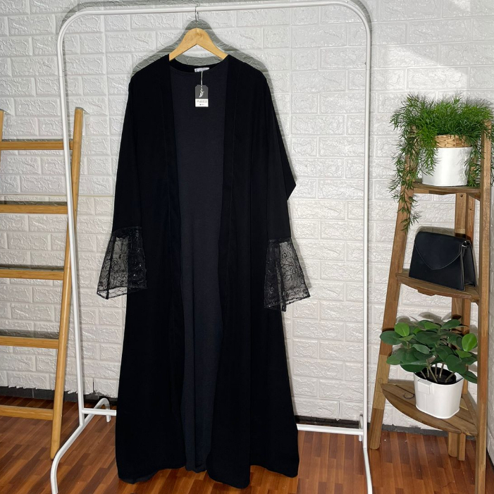 ZAHRA ABAYA (Abaya Dubai Jetblack Premium) Gamis Hitam by styled.id