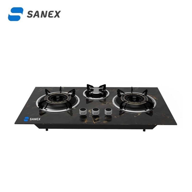 Kompor Gas Tanam SANEX SN-KT301 / Meja Motif Marble 3 Tungku (2in1)