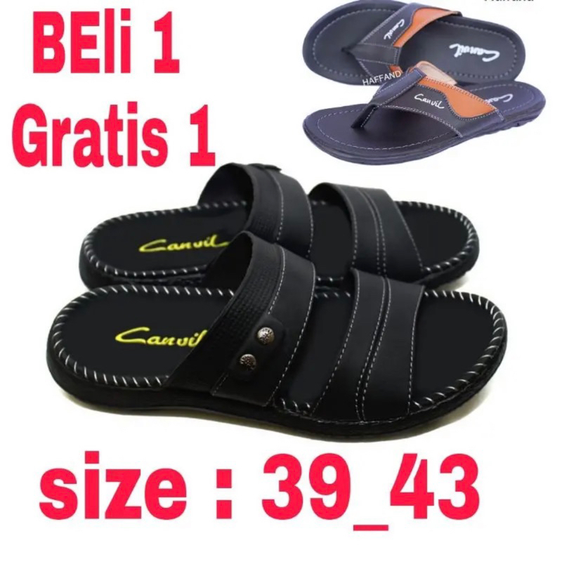 Beli 1 Gratis 1 SANDAL KULIT PRIA BB/ Sandal Japit Pria /Sandal Kulid Casual/Sandal Santai Pria Dewasa Kuwalitas Terbaik