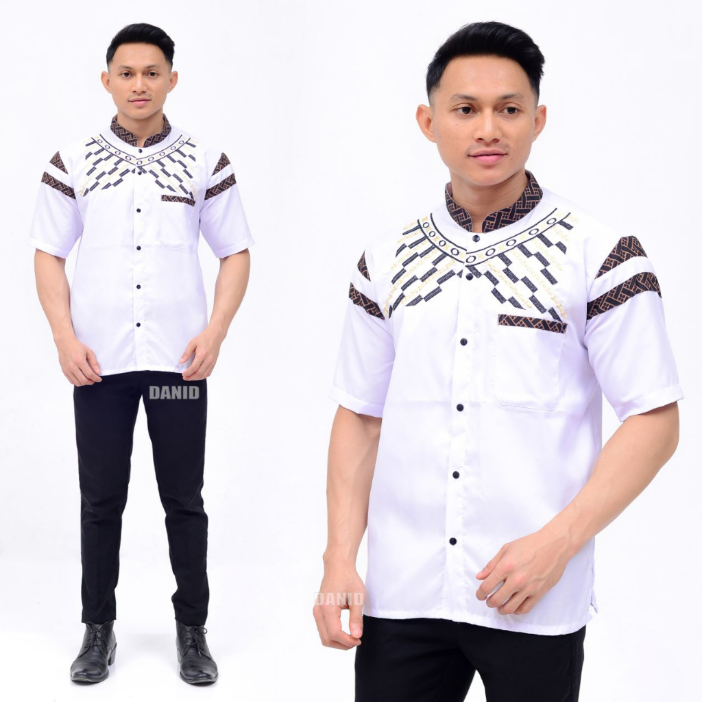 Baju koko bordir batik lengan pendek Busana muslim Modern