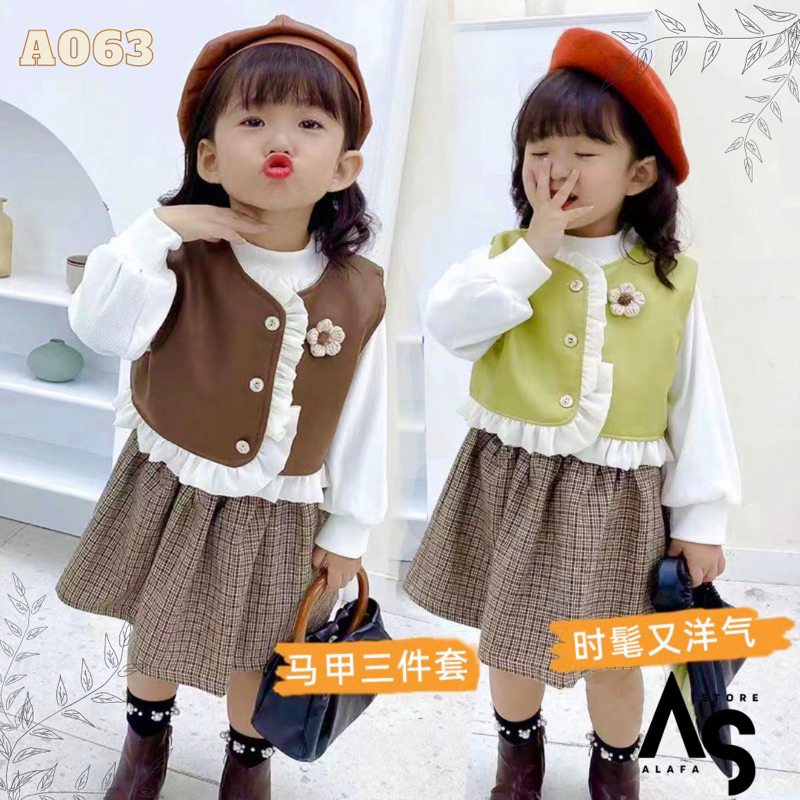 Dress anak perempuan Import 2in1 A063