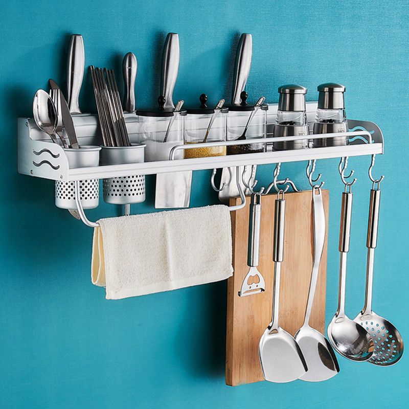 Rak Dapur Dinding Alumunium/ Rak Dapur Gantung Serbaguna / Tempat Sendok Gantung